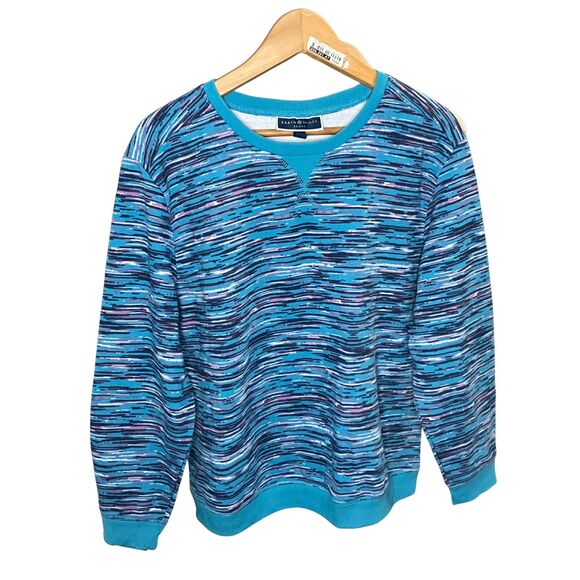 Karen Scott Sport Space Dye Sweatshirt Turquoise Purple Plus XL PXL - Picture 2 of 7